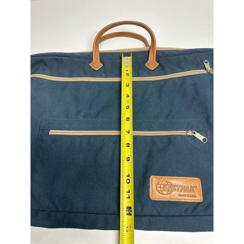 VTG 80s Eastpak Leather Trim Nylop Laptop Briefcase Carrier Attache USA Notes